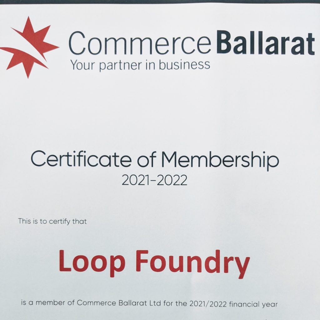 Commerce Ballarat membership certificate